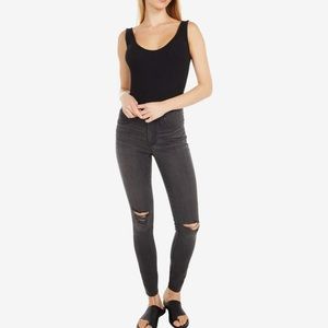 Madewell 9” Mid Rise Skinny Jeans in Black Sea Sizs 27 Distressed $128 NWOT
